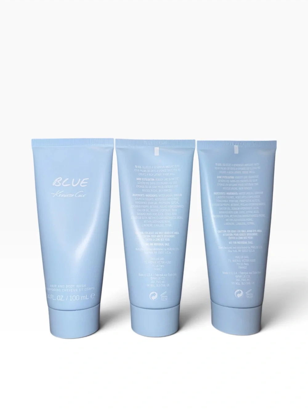 Kenneth Cole Blue Hair and Body Wash 3.4 oz Set of 3